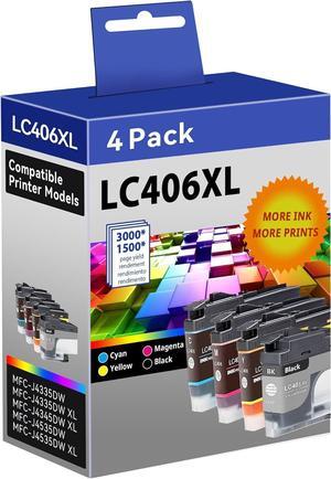 LC406 Ink Cartridges for  Printer for  LC406 LC 406 LC406XL Ink Cartridges Work with  MFC-J4535DW, MFC-J5855DW,MFC-J4335DW,MFC-J6555DW, MFC-J6955DW Printer (4 Pack)