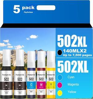 502 Ink Refill Compatible for  502 Ink Refill Bottles Use for EcoTank ET-2850 ET-3830 ET-3850 ET-2760 ET-3760 ET-15000 Printer 5 Bottles