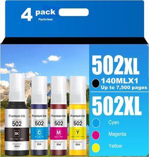 502 Ink Refill Compatible for  502 Ink Refill Bottles Use for EcoTank ET-2850 ET-3830 ET-3850 ET-2760 ET-3760 ET-15000 Printer 4 Bottles (Black, Cyan, Magenta, Yellow)