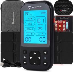 Unit Muscle Stimulator Pro for Back Pain Relief, Shoulder Recovery and Physical Therapy, Electronic EMS Massager Machine with PMS Pulse for Effective Shock Therapy, Black