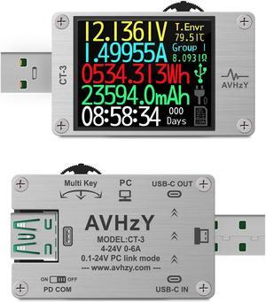 USB Power Meter USB 3.1 Tester Digital Multimeter Current Tester Voltage Detector Lua Interpreter Integrated DC 26V 6A PD 2.0/3.0 QC 2.0/3.0/4.0 pps Trigge (CT3+SM-LD-00)