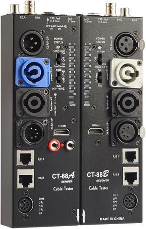15-Plug Audio Cable Tester Line Finder Black 15-in-1 Cables Checker 10-Way Switch Wire Tracker with LED Indicators, Rectangular