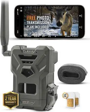 Flex-M Cellular Trail Camera - Best Hunting Accessories, No WiFi Needed, Night Vision, Motion Activated, Dual-Sim LTE, IP65 Water-Resistant Game Camera, 28MP Photos, 720p Videos + Sound (1)