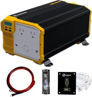 1100 Watt 12V Power Inverter Dual 110V AC Outlets, Installation Kit Included, Automotive Back Up Power Supply For Blenders, Vacuums, Power Tools - ETL Approved Under UL STD 458