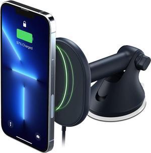 Velox Pro MagSafe Compatible Dash & Windshield Car Mount with Wireless Charging & CryoFlow Cooling System. Compatible with MagSafe iPhones Including iPhone 12/13/14/15 (Car Charger Included)