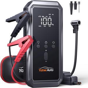 Portable Car Jump Starter with Air Compressor, 150PSI 3000A Car Battery Jump Starter (9.0 Gas/8.0L Diesel), 12V Jump Box Car Battery Jumper Starter with Large LCD Display, Lights