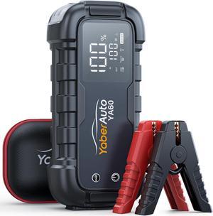Car Battery Jump Starter 6000A Jump Box 45W Fast Charging (All Gas/12.0L Diesel) Portable Car Jump Starter Battery Pack, Car Battery Jumper with Extended Jumper Cables, 600 Lumens Light