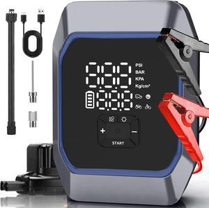 Jump Starter with Air Compressor, 2500A Portable Car Battery Pack(8.5 Gas/8.0L Diesel) 160PSI 20000mAh Car Tire Inflator, UltraSafe Jumper Starter Battery Box with Touch Screen, LED Light, Power Bank