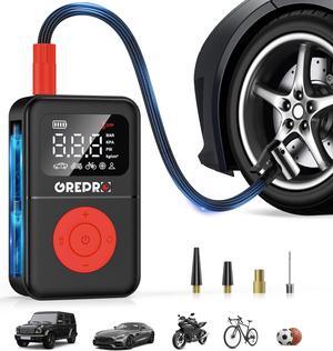 Tire Inflator Portable Air Compressor, 160 PSI Portable Air Pump, 3X Faster Air Pump with Digital Pressure Gauge, LED Light, and Multiple Adapters for Car, Moto, Bike, and Other Inflatables
