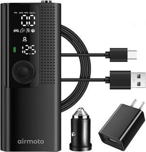 Airmoto and Power Kit Bundle Deal - 1 bundle - Tire Inflator Portable Air Compressor with Power Kit for Charging at Home and on The Road - Cordless Air Pump for Car Tires, Motorcycle, Bicycle