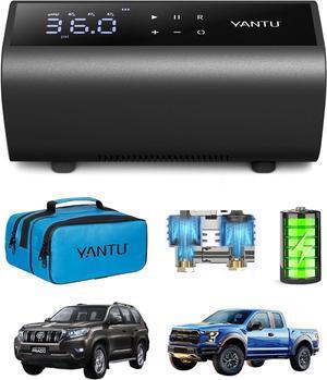 Cordless Tire Inflator Portable Air Compressor Air Pump For Car Tires,Tire Pump Battery Powered, Dual Cylinder 2X Inflation,tire pressure gauge with 8.3Inch Digital Screen for bicycle/Pickup/SUV