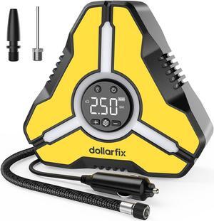 Tire Inflator Portable Air Compressor,Dual Power Cordless 2.5Bar Electric Air Pump for Car with Tire Pressure Gauge,150PSI 12V DC LED Light Tire Pump for Car Motorcycle Bicycle Ball