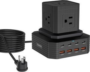 13-in-1 USB C Charging Station 100W | Surge Protector Power Strip with 4 USB-C & 4 USB-A Ports, 5 AC Outlets | 6.6Ft Extension Cord for Home Office, Dorm, Travel (ETL Certified)