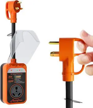 Rv Surge Protector, 50amp Rv Circuit Analyzer, 12000 Joules Surge Guard Protection with Waterproof Cover, LED Display, rv Voltage Protector for Camper, Travel Trailers, Motorboat orange 30 AMP By DT