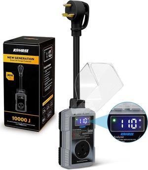 RV Surge Protector 30 Amp with High/Low Voltage Protection, 10000 Joules 30 Amp RV Surge Guard Waterproof, Circuit Analyzer with Smart LED Display for RV Camper, Yellow
