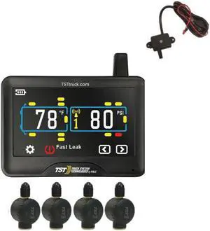 507 Tire Pressure Monitoring System with 6 Flow Thru Sensors and Color Display for Metal Valve Stems by Truck System Technologies, TPMS for RVs, Campers and Trailers