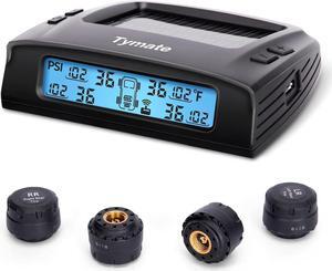 RV Tire Pressure Monitoring System - M7-3 TPMS Tire Pressure Monitor System(0-87 PSI) with Solar Charger, RV TPMS with 4 sensors & 5 Alarm Modes, LCD Display, Auto Sleep Mode, Easy to Install