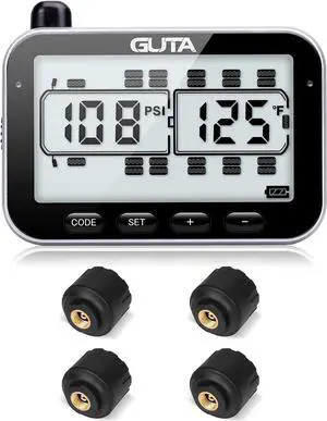 RV Tire Pressure Monitoring System, RV TPMS, 12 Sensors, 7 Alarm Modes, 14 Days Battery Life, 80ft Sensing Distance,Large Screen, for RV, Trailer, Coach, Motor Home, Fifth Wheel, (0-188psi)(-4~ 185)