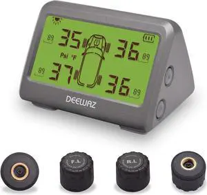 Tire Pressure Monitoring System, DEEWAZ MY66 Solar TPMS, Tire Pressure Monitor System with 4 External Sensors, 0-116 PSI for Car RV SUV MPV Pickup Sedan Off-Road