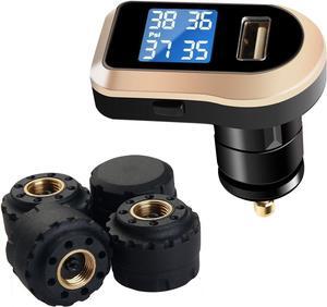 Wireless Tire Pressure Monitoring System (TPMS) for Small Size 4-tire Vehicles, Including 4 External Cap sensors (0-87PSI)