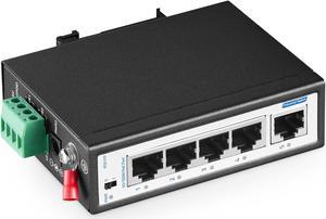 6 Port Gigabit Industrial DIN-Rail PoE Switch, 4 x 100/1000Mbps PoE Ports,IEEE802.3af/at PoE+, 1 Gigabit Uplink, 1 Gigabit SFP, Metal DIN-Rail & Wall Mount Ethernet Switch