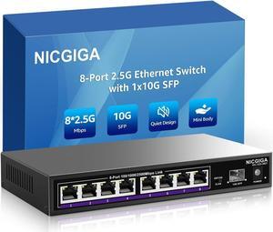 8 Port 2.5G Web Smart Managed Ethernet Switch with 10Gbps SFP Uplink,Compatible with 100/1000/2500Mbps Network, 2.5Gbps Management Switch Easy for 2.5Gb NAS,PC,WiFi6 Router,Wireless AP.