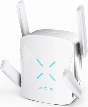 WiFi 6 Extender Signal Booster, 2.4Gb/s Speed Longest Range Up to 12,000sq.ft, Internet Repeater with Ethernet Port for Home, Wireless Extendtecc Quick Setup, Dual Band(5GHz / 2.4GHz) (White)