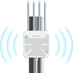 Outdoor WiFi Extender, AX1800 Dual Band Long Range Outdoor Wireless Access Point with 1000Mbps WAN/LAN Port, PoE Powered, Weatherproof, 4x8dBi Antennas, Supports AP/Repeater/Mesh Router/Extender Mode