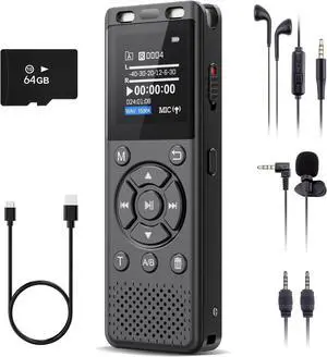 96GB Digital Voice Recorder One Click, HD Recording Easy Control Voice Recorder with Playback, Large Screen 7000 Hours Sound Audio Recorder Recording Tape for Lectures Meeting MP3 Player