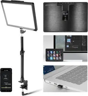 PRO 15.5" Key Light Streaming Light, Video Light with 2.4G PC/Mac iOS/Android APP Control, 2800LM LED Panel Light with Desk Clamp Compatible with Elgato Stream Deck for Gaming Zoom, Black