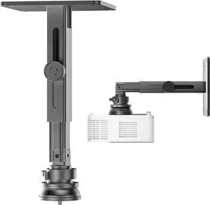Projector Stand, Single Hole Hanging Height Adjustable Projector Ceiling / Wall Mount, Projector Shelf for Ceiling Wall Accessories - Aluminum Alloy Material, Load 33 lbs - Silver