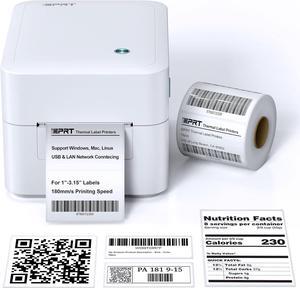 Label Maker - 3 inch Thermal Printer for Small Business, Print Variety of Label Types via USB or LAN Network Connectivity, Barcode Printer for Warehouse, Office, Market, Support Multi Systems