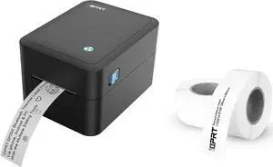Label Maker with 600pcs Labels(2 Rolls of 300pcs) - Thermal Barcode Printer with Bluetooth & USB Connection, Customizable App, Supports Various Sized Labels, Label Printer for Small Business