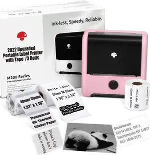M200 Label Maker Machine with Tape 3 Rolls - Portable Thermal Label Printer for Labeling Products, Bluetooth Label-Maker, Barcode Printer for Small Business,Address,Album,for Phone & PC