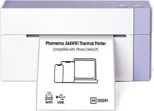 344WF (Upgraded) Shipping Label Printer, Wi-Fi Thermal Label Printer for Shipping Packages, 4x6 Label Printer Compatible with iOS, Android and PC