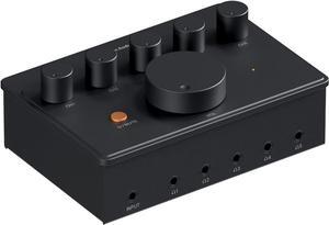 Audio PH05 5-Channel Headphone Splitter Amplifier, Mini Headphones Amp for Music Studio Mixer, Audio Sharing, Podcast Monitor, Supports 16-300 Ohm High Impedance IEM with 12V Power Adapter
