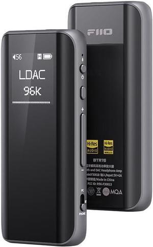 BTR15 Headphone Amps Bluetooth 5.1 Receiver High Resolution 384K/32Bit Native DSD256 USB DAC Supports LDAC/aptX HD/MQA for Smartphones/PC/Car/Home Audio (Titanium)