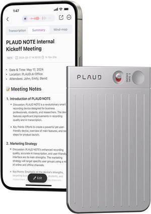 AI Voice Recorder, NOTE Voice Recorder w/Case, App Control, Transcribe & Summarize Empowered by ChatGPT, Support 57 Languages, 64GB Memory, Audio Recorder for Lectures, Meetings, Calls, Silver