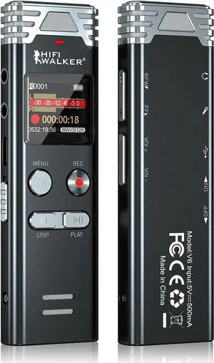 64GB Digital Voice Recorder - HIFI WALKER V6 Voice Activated Recorder with Playback, Portable Dictaphone Audio Recorder for Lectures Meetings Interviews with Password,Variable Speed, MP3 Player