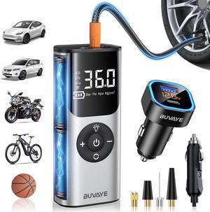 Tire Inflator Portable Air Compressor with Gauge, 2x Faster Inflation, Auto-Off 150PSI Cordless Air Pump for Car Tires Motorcycle Ball, Memory Function 12V Electric Bike Pump for Emergency Flat Tires