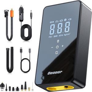 Dual Motor Tire Inflator Portable Air Compressor,3X Faster Inflation Oeaear All-In-One Air Pump With Pressure Detection(150PSI),6000mAh; DC 12V Tire Inflator, For SUP,Kayaks,Car,Motorcycle,Bike,Ball