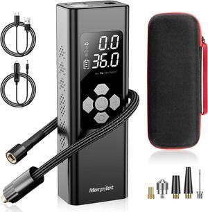 Tire Inflator Portable Air Compressor, 2X Faster Inflation [9000mAh Battery & 12V DC Cord] Car Tire Pump with LCD Dual Display, 150PSI Electric Air Pump for Car SUV MPV RV Bike Ball, Black