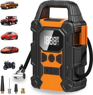 Tire Inflator Portable Air Compressor,150 PSI Heavy Duty Cordless Air Pump for Car Tires, 4X Faster Inflation Battery Operated Car Tire Pump for Big Cars, Motorcycles, Bikes