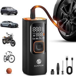 Tire Inflator Portable Air Compressor, 160PSI Cordless Air Pump for Car Tires, Auto-Shutoff Tire Pump with Accurate Pressure LCD Display, 3X Fast Inflation for Car, Motorcycle, Bike, Ball