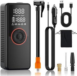 150 PSI Tire Inflator Portable Air Compressor, 12v Dc Dual Power Supply Portable Tire Inflator Pump, Air Pump for Car Tires with LCD Display, Smart Tire Inflator for Balls, Cars, Motor and Bicycles
