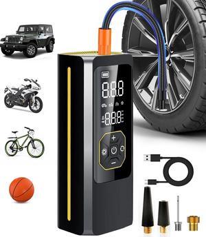 Tire Inflator Portable Air Compressor - 160PSI Inflation Tire Inflator with 8000mAh Battery, 4X Faster Auto Air Pump for Car Tires with LCD Dual Screen, Cordless Air Compressor with LED Light