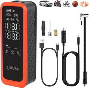 Portable Air Compressor, 2X Fast Car Tire Inflator Max 160PSI Cordless/12V Dual Power Air Pump with Digital Pressure Gauge/LED Light for Car Tire Motorcycle Bike Ball