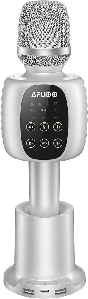 Wireless Bluetooth Karaoke Microphone Speaker System, Handheld Dynamic Mic for Android iPhone Windows, Wireless Charging, Duet Singing, Music Recording, Gifts for Kids Students Adults, KM10 Pro