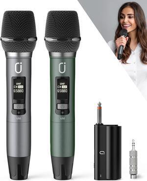 Wireless Microphones, Professional UHF Dual Microphones for , Wireless Dynamic Microphone System Set with Rechargeable Receiver,Plug and Play, Speech, Wedding, Church, PA System