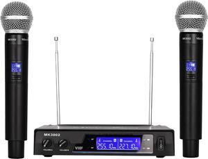 MicrocKing Wireless Microphone System Dynamic Handheld Microphones,150-260Ft operating range,16 Hours Continuous Use,Ideal for , Party, DJ, Church, Wedding, Indoor/Outdoor Activities
